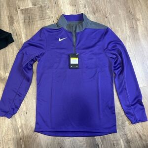 New Nike Purple crew neck quarter zip
